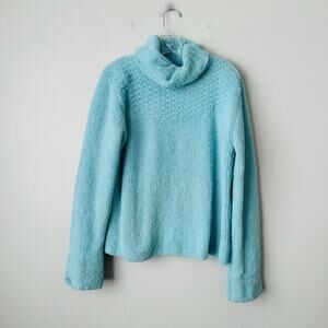 Columbia Blue Fuzzy Knit Turtle Neck Sweater Women’s Size L